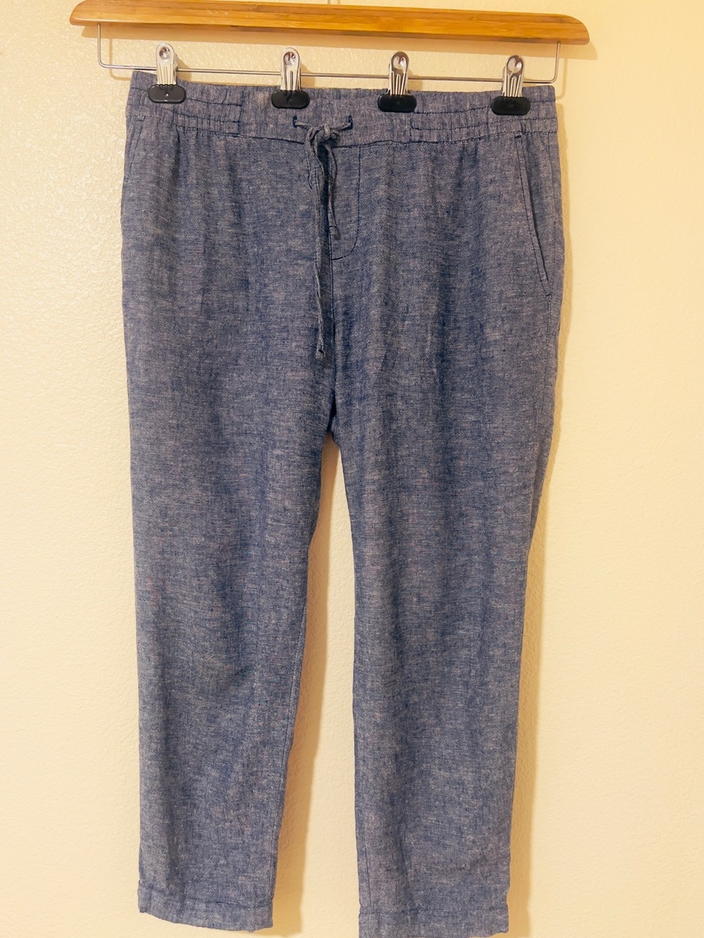 Old Navy Casual Drawstring Linen-Blend Pants in Blue Size M -NWOT